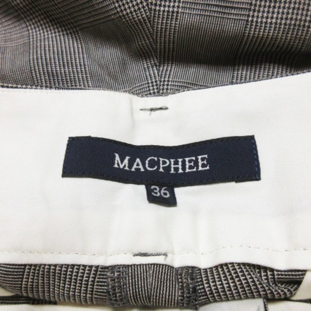 MACPHEE(マカフィー)のマカフィー パンツ スラックス ショート ハーフ 麻混 チェック 36 グレー レディースのパンツ(ショートパンツ)の商品写真