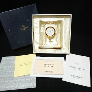 ミキモト(MIKIMOTO)のMIKIMOTOミキモト☆真珠付き置時計(アーチ型) 未使用箱付き(置時計)