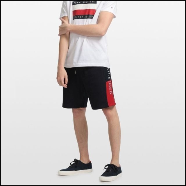 TOMMY HILFIGER(トミーヒルフィガー)のINTARSIA SWEATSHORT　ハーフパンツ　ネイビーM  メンズのパンツ(ショートパンツ)の商品写真