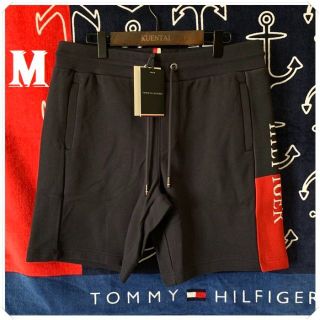 トミーヒルフィガー(TOMMY HILFIGER)のINTARSIA SWEATSHORT　ハーフパンツ　ネイビーM (ショートパンツ)