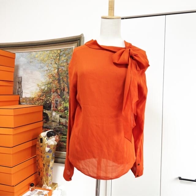 早い者勝ち 極美品 新作人気 HERMES エルメスオレンジ ノースリーブ