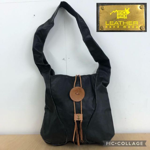 momo LEATHER HANDMADE レザーショルダーバッグ ブラックbulluratoレディース