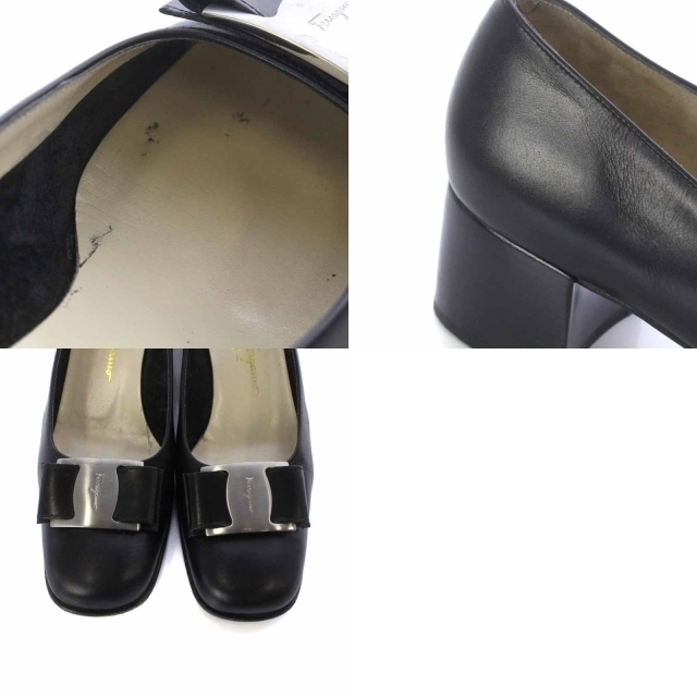 Salvatore Ferragamo(サルヴァトーレフェラガモ)のサルヴァトーレフェラガモ ヴァラリボン パンプス 8 25.5cm 黒 レディースの靴/シューズ(ハイヒール/パンプス)の商品写真