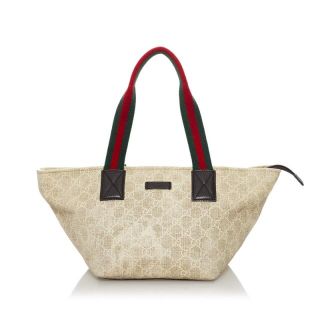 グッチ(Gucci)の美品 グッチ GGキャンバス シェリーライン ハンドバッグ ランチトート 374433 キャンバス レディース GUCCI 【1-0065207】(トートバッグ)