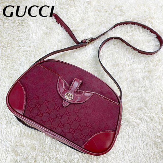 OLD GUCCI】希少カラー ミニバッグ ボルドー GGキャンバス GG金具-