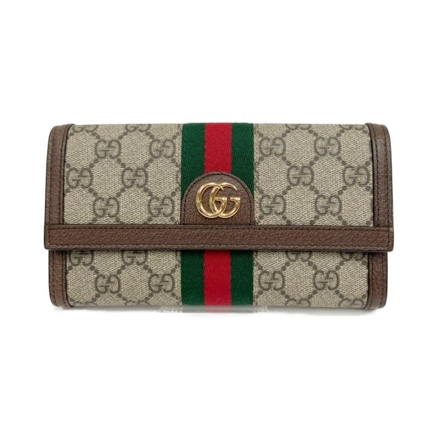 Gucci - 〇〇GUCCI グッチ オフィディア GG コンチネンタルウォレット 長財布 523153 ブラウン x ベージュ