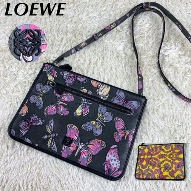 バッグ【極美品・LOEWE】ショルダーバッグ　限定　レザー　アナグラム　蝶々柄