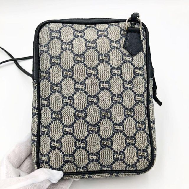 【OLD GUCCI】ミニショルダー　希少ネイビー　GG Plus PVC