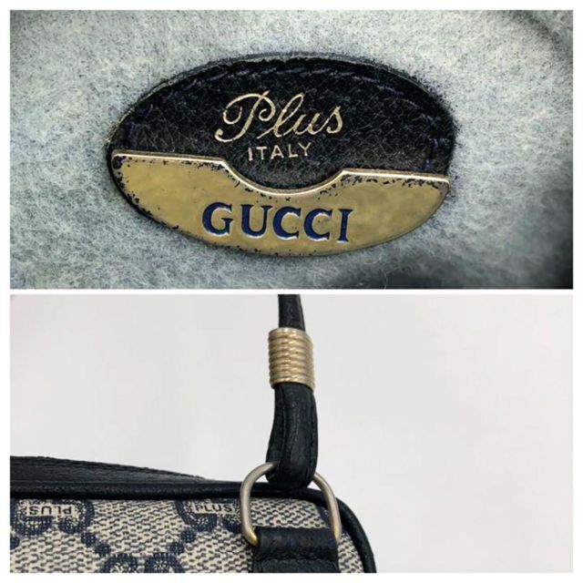 【OLD GUCCI】ミニショルダー　希少ネイビー　GG Plus PVC