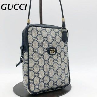 グッチ(Gucci)の【OLD GUCCI】ミニショルダー　希少ネイビー　GG Plus PVC(ショルダーバッグ)