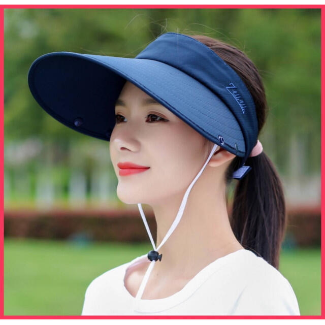 限定製作】 サンバイザー 帽子 ネイビー 紺 ４way UVカット 日焼け防止 紫外線対策