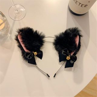 2点セット猫耳カチューシャ ねこみみ ネコ耳 コスプレ 女子 子ども猫耳 黒(カチューシャ)