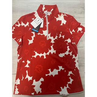 LANVIN - ハイネックポロシャツ ランバンスポール　ゴルフシャツ　赤白　花柄　Mサイズ
