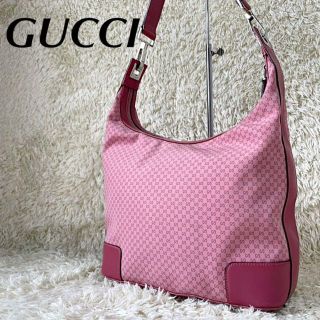 グッチ(Gucci)の【GUCCI】ワンショルダー　マイクロGG ピンク　ナイロン　レザー　ロゴ(ショルダーバッグ)