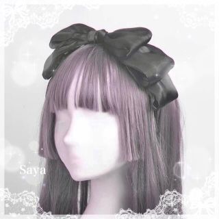 ♡ オーガンジー プリンセス リボン カチューシャ black ♡(カチューシャ)