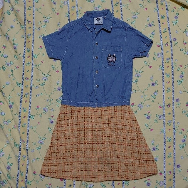 クリバンキャット　キッズ　切り替えワンピース キッズ/ベビー/マタニティのキッズ服女の子用(90cm~)(ワンピース)の商品写真