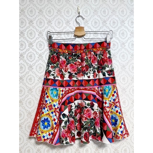 新品 DOLCE&GABBANA ドルチェ&ガッバーナ ピンク花柄スカート 【送料0
