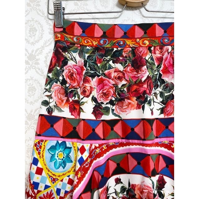 新品 DOLCE&GABBANA ドルチェ&ガッバーナ ピンク花柄スカート 【送料0