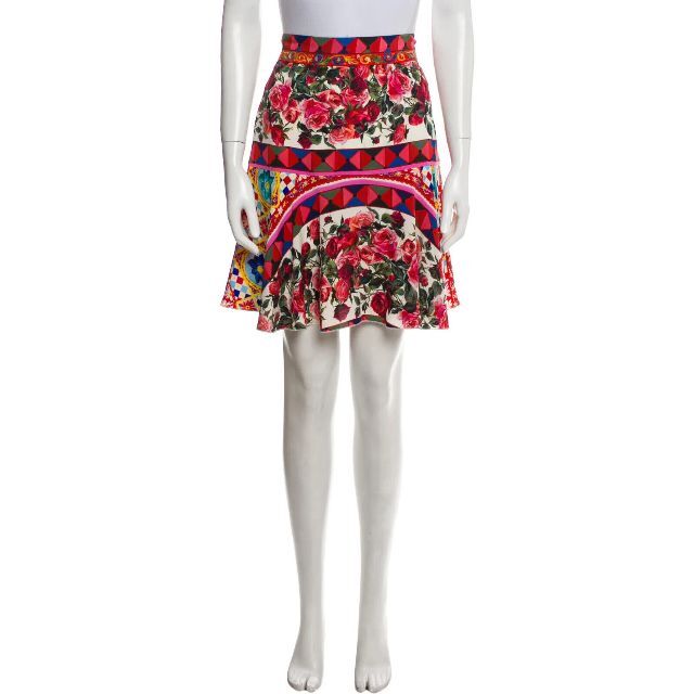 新品 DOLCE&GABBANA ドルチェ&ガッバーナ ピンク花柄スカート