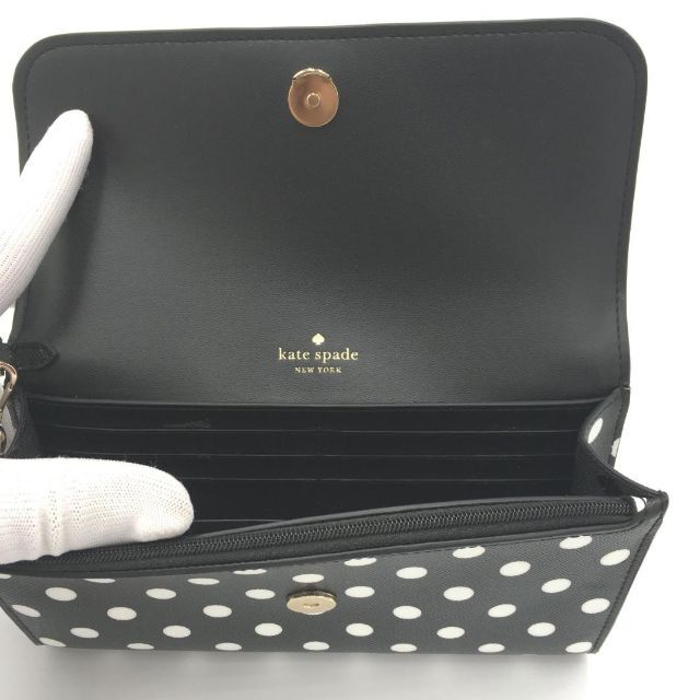 KATE SPADE] ドット柄 リストレット付カード収納型スマホケース 財布