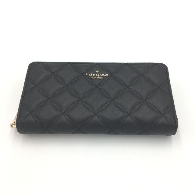 [KATE SPADE] キルティング ラウンドジップ 長財布（ブラック）