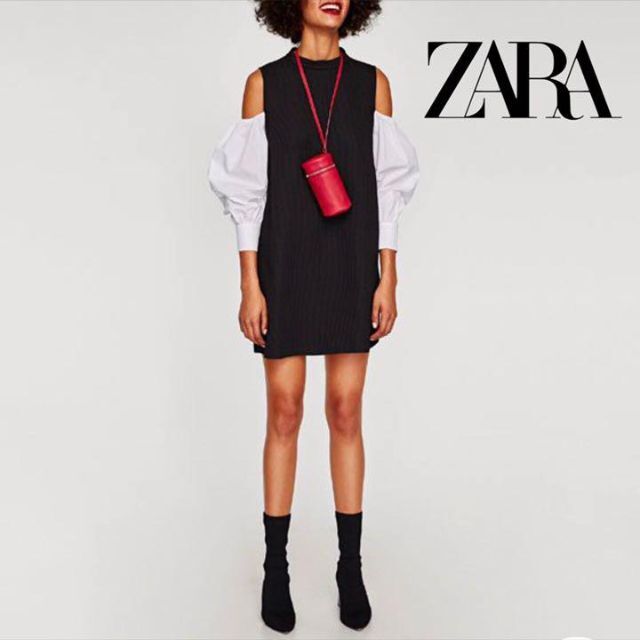 ZARA - ZARAザラ オフショルダー 肩あきボリュームスリーブワンピース