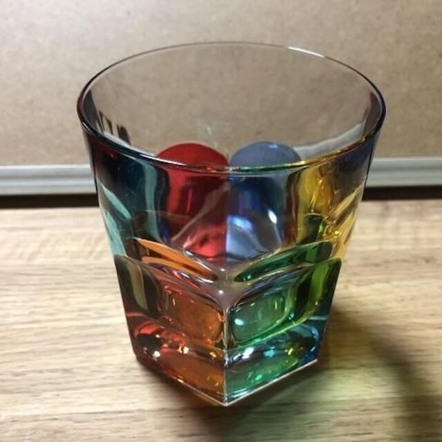 キッチン/食器HANDMADE DECORATED ハンドメイド レインボー グラス ガラス