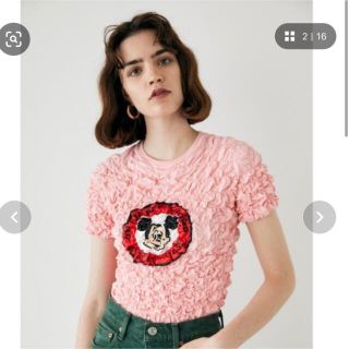 マウジー(moussy)のMOUSSY MD MICKEY SHIRRING トップス(Tシャツ(半袖/袖なし))