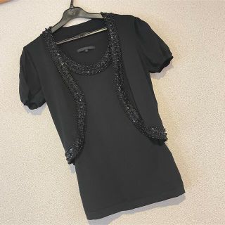 ANAYIのビジュー付きパフスリーブボレロ⭐︎ベージュアンサンブル sd