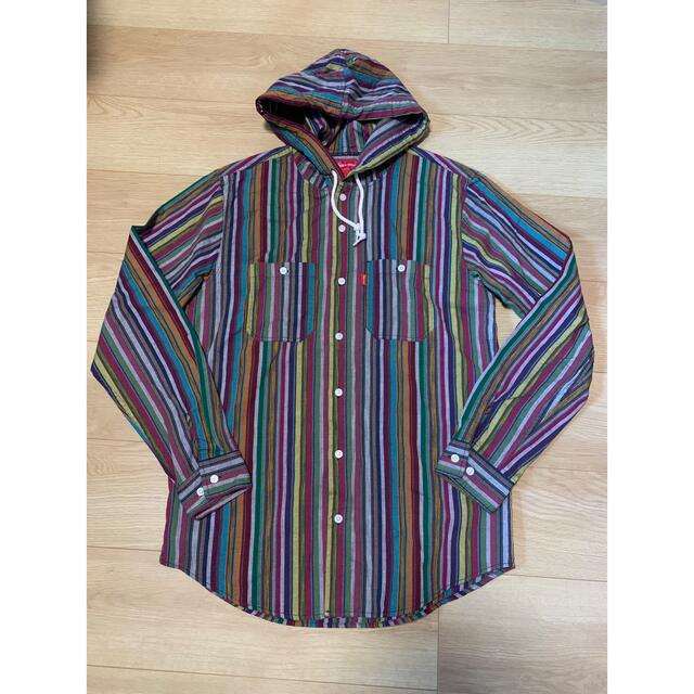 supreme 14ss striped madras hooded shirt