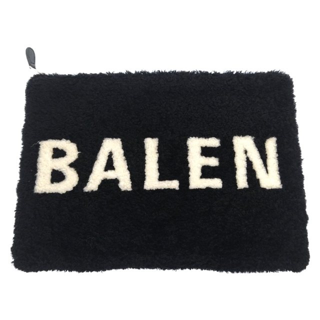 出産祝いなども豊富 Balenciaga ブラック ボア ムートンクラッチバッグ ロゴ バレンシアガ BALENCIAGA セカンドバッグ+ クラッチバッグ