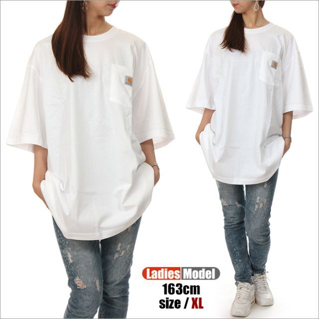 carhartt(カーハート)の【新品】カーハート ポケット Tシャツ XL 白 レディース 無地 ゆったり レディースのトップス(Tシャツ(半袖/袖なし))の商品写真