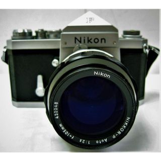 ニコン(Nikon)の美品 アンティーク ニコンF 105mm F2.5アイレベル シルバーNikon(フィルムカメラ)