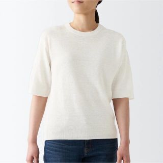 ムジルシリョウヒン(MUJI (無印良品))の【無印良品】　ＵＶカットヘンプ五分袖セーター　白(ニット/セーター)