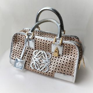 LOEWE★ロエベ アマソナ28/本革イントレチャート メタリック バッグ