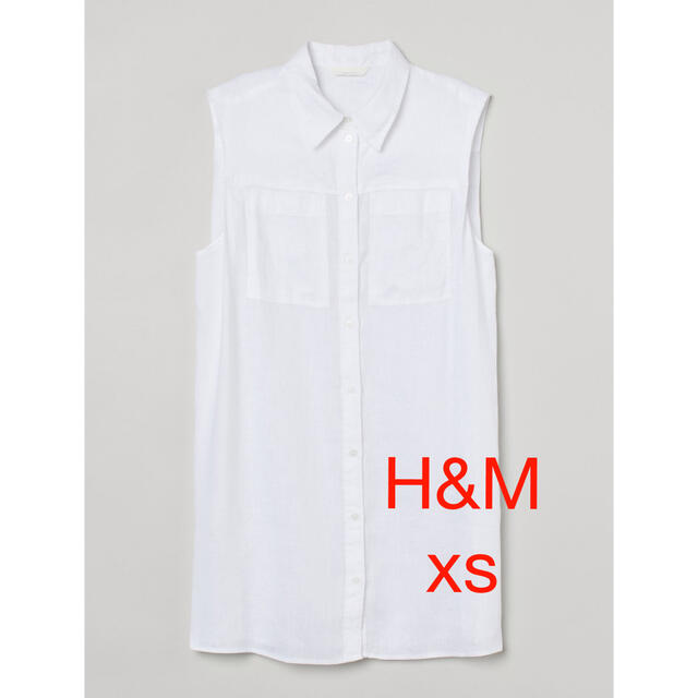 H&M(エイチアンドエム)のノースリーブ　リネンブラウス　サイズxs レディースのトップス(シャツ/ブラウス(半袖/袖なし))の商品写真