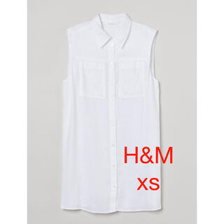 エイチアンドエム(H&M)のノースリーブ　リネンブラウス　サイズxs(シャツ/ブラウス(半袖/袖なし))