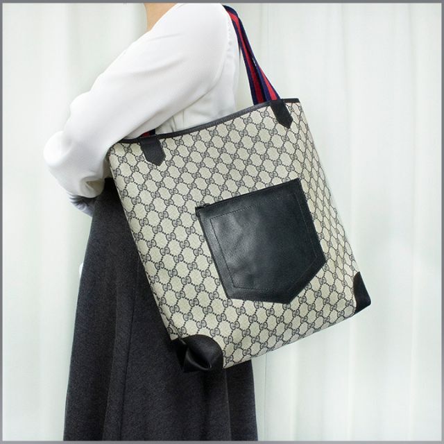 Gucci(グッチ)の【真贋鑑定済・送料無料】グッチのトートバッグ・正規品・美品・A4対応・GGプラス レディースのバッグ(トートバッグ)の商品写真