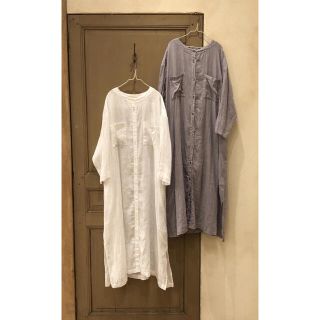 ネストローブ(nest Robe)の値下げ☆します！！美品☆ネストローブ リネンポケット付シャツワンピース(ロングワンピース/マキシワンピース)