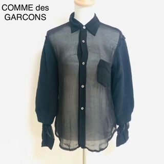 コムデギャルソン(COMME des GARCONS)の希少 コムデギャルソン ニット ドッキング シャツ ブラック AD2014 S(ロングワンピース/マキシワンピース)