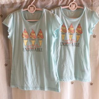 ニシマツヤ(西松屋)の半袖Tシャツ 2枚セット キッズ 子供 140 160 水色 お揃いTシャツ(Tシャツ/カットソー)