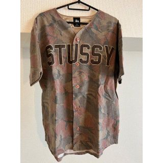 ステューシー(STUSSY)のsutussy　ベースボールシャツ　カモフラ柄迷彩(シャツ)