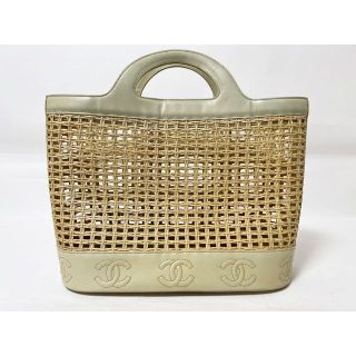 シャネル(CHANEL)のシャネル ハンドバッグ ストロー ハンドバッグ かごバッグ ポーチなし 中古(ハンドバッグ)