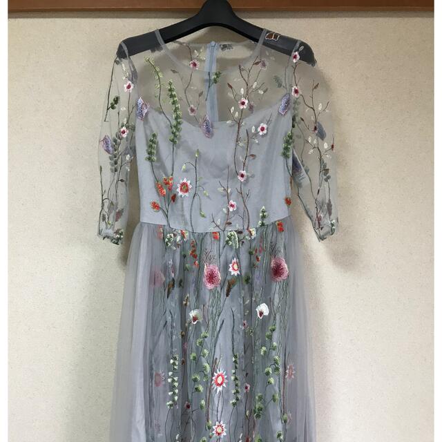 シースルー ワンピース 花柄 ドレス 刺繍 レディースのワンピース(ひざ丈ワンピース)の商品写真