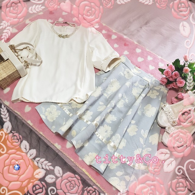 ♡titty&Co.♡パフブラウス&フラワースカート♡セットコーディ♪