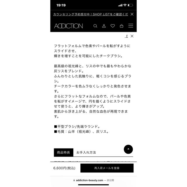 ADDICTION(アディクション)のアディクション⭐︎ブラッシュ（チーク）ブラシ コスメ/美容のメイク道具/ケアグッズ(チーク/フェイスブラシ)の商品写真