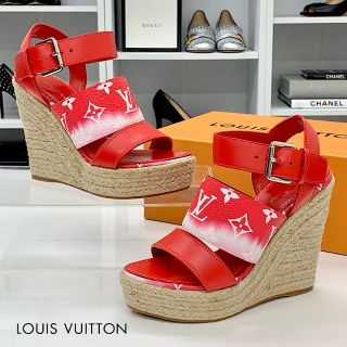 ヴィトン(LOUIS VUITTON) サンダル(レディース)(レッド/赤色系)の