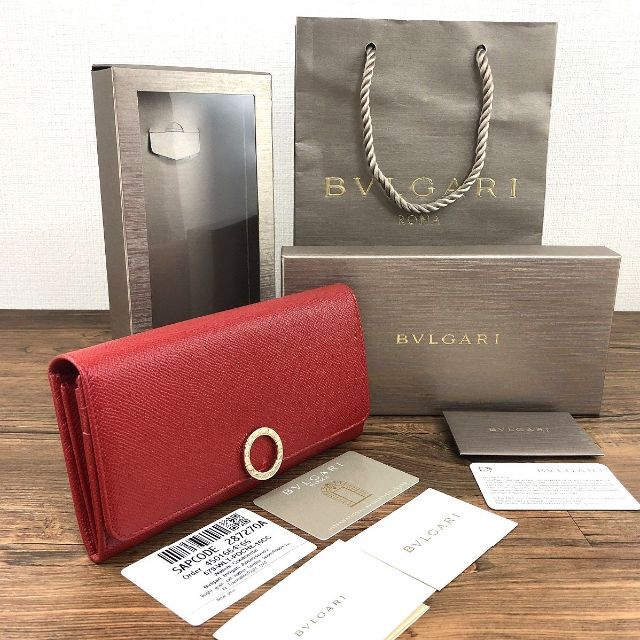 長期保証付 未使用品 BVLGARI 長財布 ピンク リング 箱付き