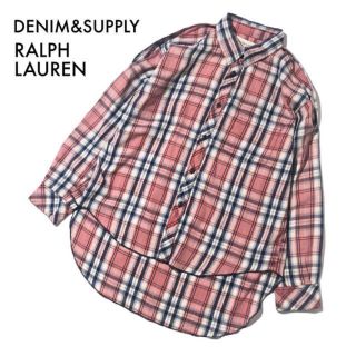 デニムアンドサプライラルフローレン(Denim & Supply Ralph Lauren)のデニム&サプライ ラルフローレン チェック総柄プリントシャツ ピンク S 古着(シャツ/ブラウス(長袖/七分))