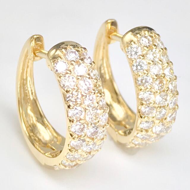 超爆安 天然ダイヤモンド 1.00ct 中折れ式パヴェフープピアス K18